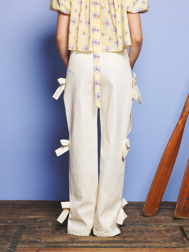 Bay Denim Bow Side Jeans Ivory Cream / Z
