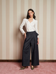 Curio Denim Ruffle Trousers