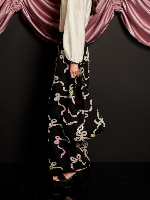 Ripple Bow Embellished Trousers Coal Black / Z