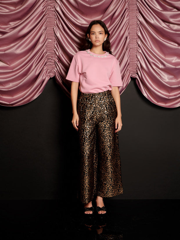 Cherie Leopard Jacquard Trousers