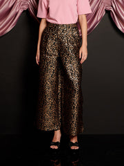 Cherie Leopard Jacquard Trousers Mahogany Brown / Z