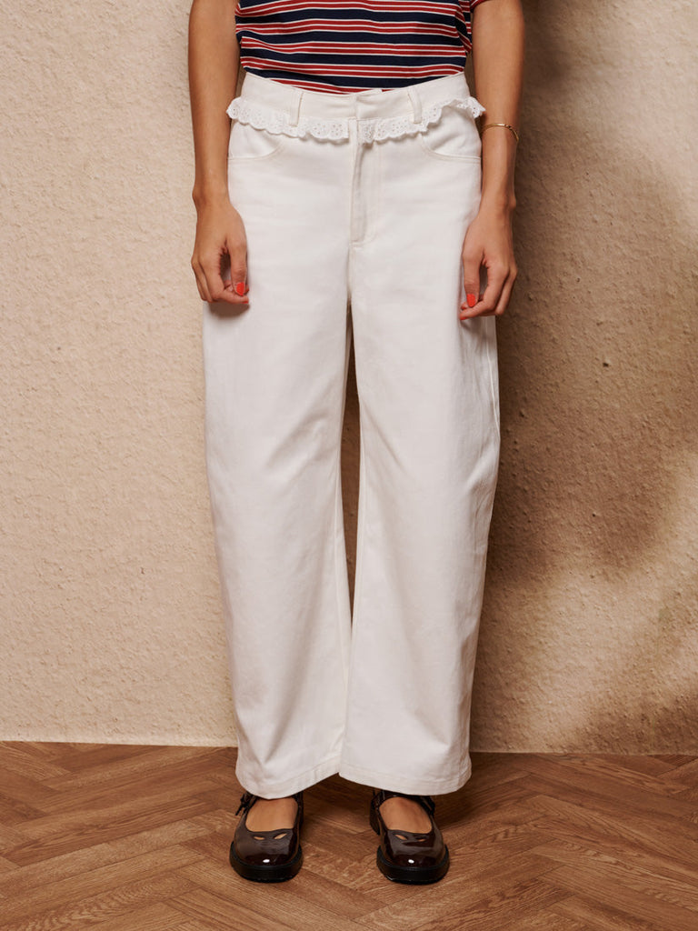 Dappled Denim Trimmed Jeans