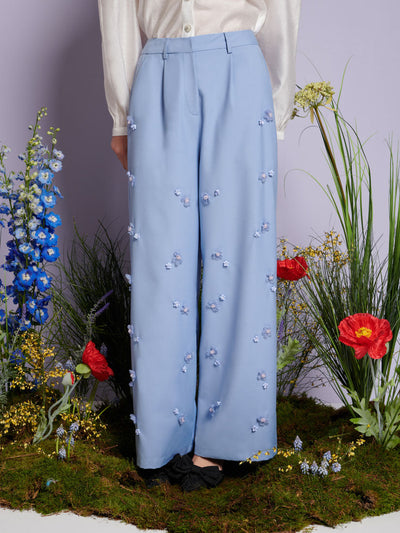 Cornflower Embellished Trousers Cornflower Blue / Z