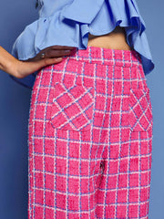 Cottage Check Tweed Trousers Raspberry Pink / Z
