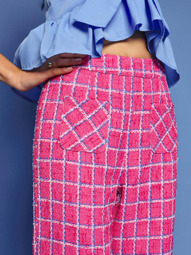 Cottage Check Tweed Trousers Raspberry Pink / Z