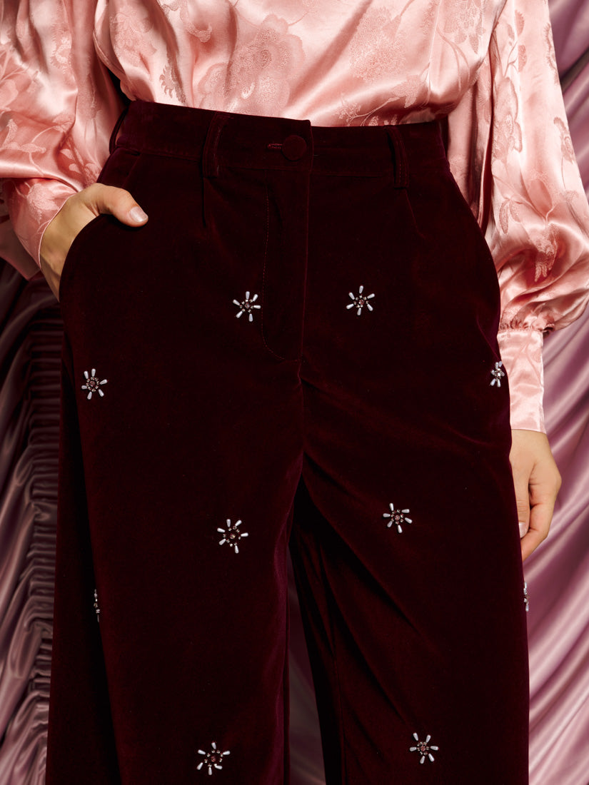 パンツ DREAM Sister Jane velvet pants Dream Sister Jane Satine floral embellished velvet trousers in
