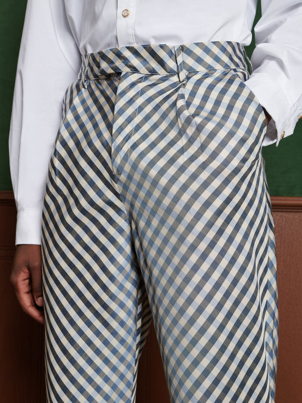 Rocco Gingham Trousers Gingham Blue / Z