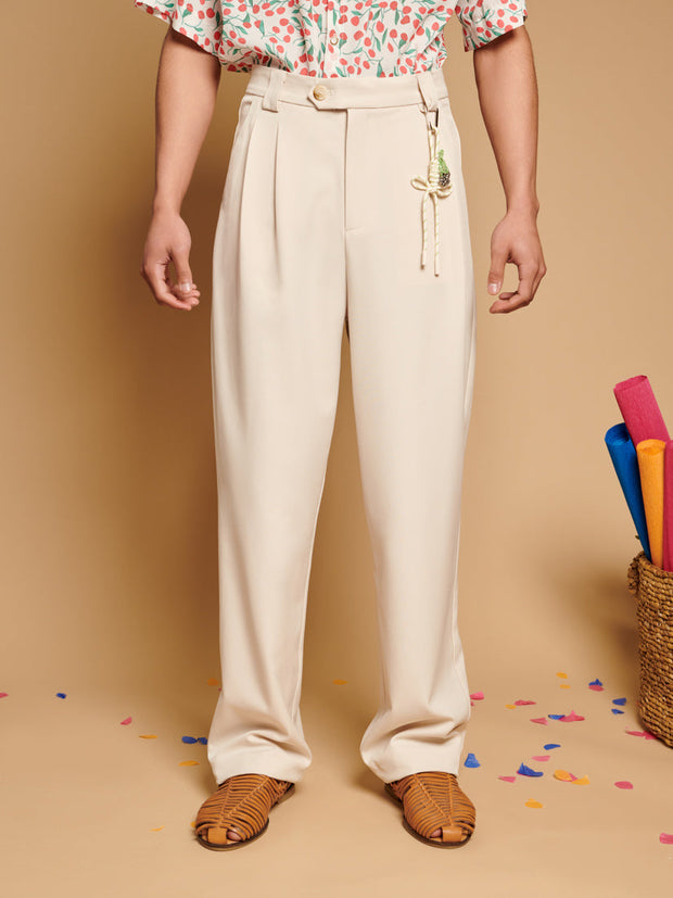 Diego High-waisted Trousers Ivory Cream / Z