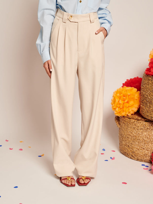 Diego High-waisted Trousers Ivory Cream / Z