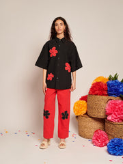 Camelia Applique Trousers Carmin Red / Z