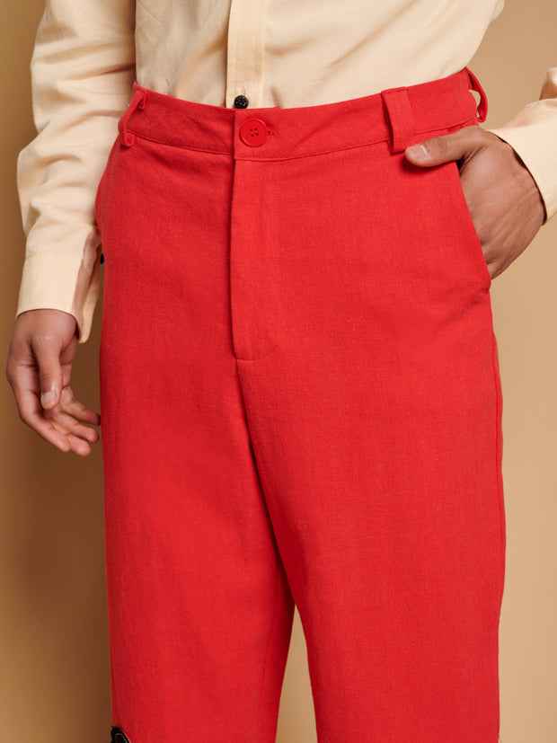 Camelia Applique Trousers Carmin Red / Z