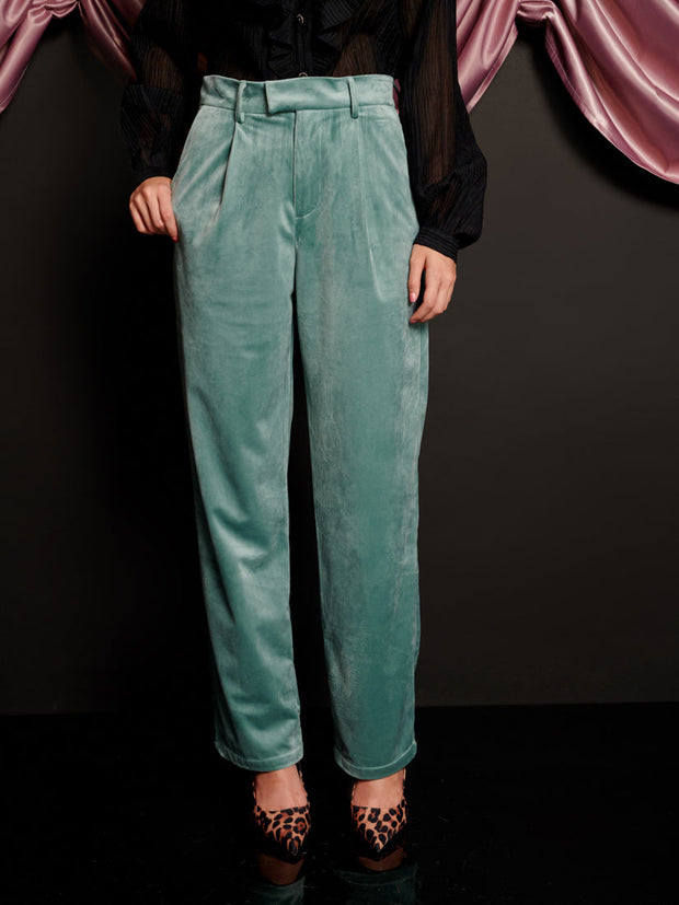 Elio Velvet Tailored Trousers Celadon Blue / Z