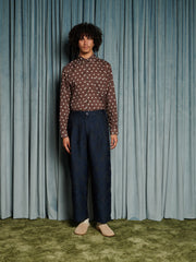 Dinah Jacquard Barrel Trousers Dark Blue / Z