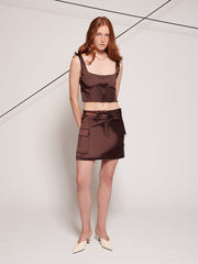 <b>Ghospell</b> Brenner Satin Cargo Skirt