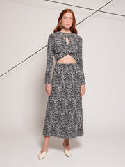 <b>Ghospell</b> Zuri Printed Cut Out Dress