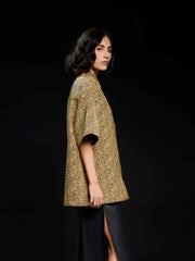 <b>Ghospell</b> Cleo Jacquard Boxy Shirt