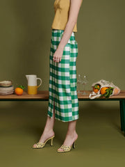 <b>Ghospell</b> Leona Check Midi Skirt