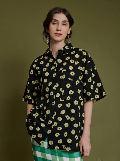 <b>Ghospell</b> Imogen Print Boxy Shirt