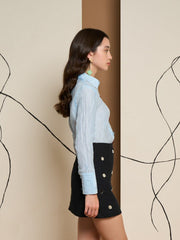 <b>Ghospell</b> Prue Mixed Button Shirt