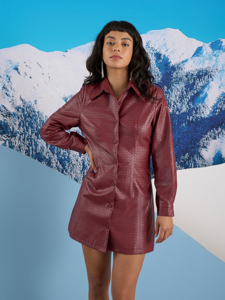 <b> < b> Kyra PU Weave Dress