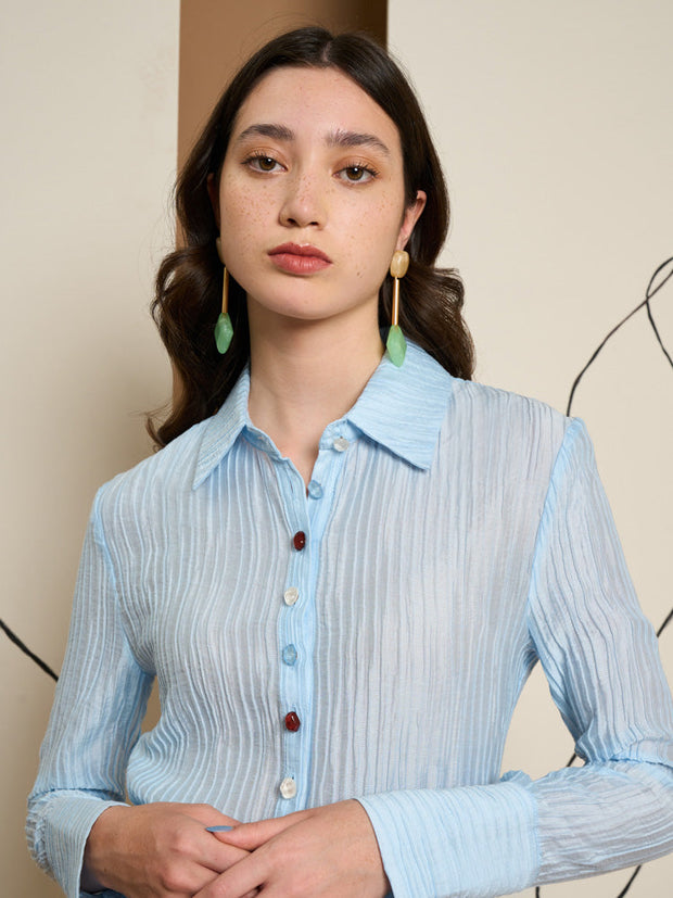 <b>Ghospell</b> Prue Mixed Button Shirt