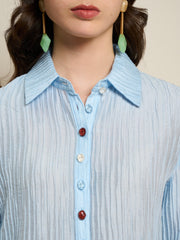 <b>Ghospell</b> Prue Mixed Button Shirt