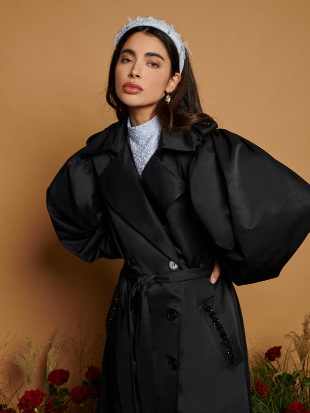 PUFF SLEEVE TRENCH COAT-