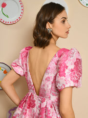 Roses Jacquard Mini Dress