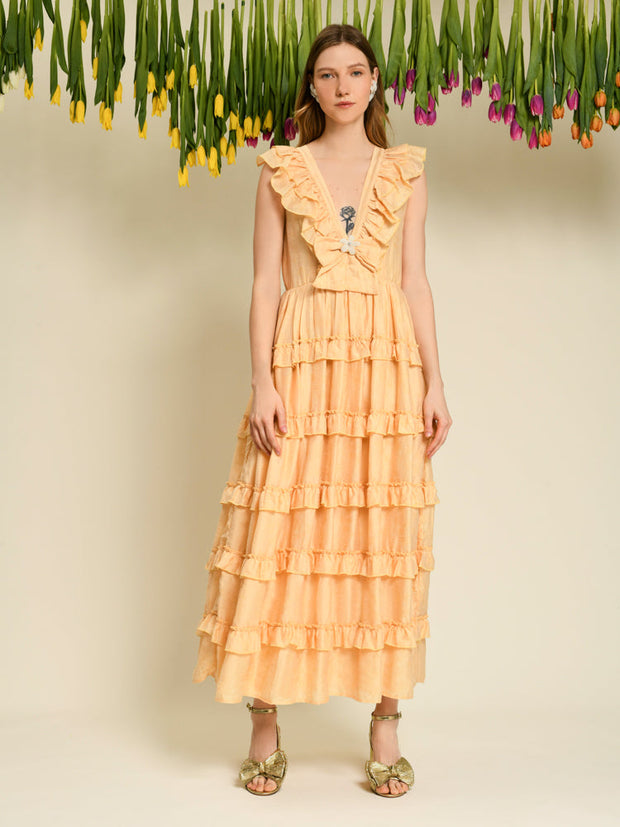 <b>DREAM</b> Apricot Tulip Ruffle Dress