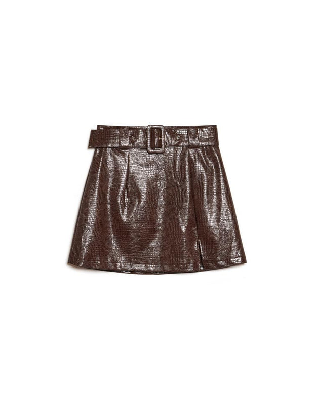 <b>Ghospell</b> Aila Faux Leather Mini Skirt