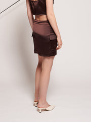 <b>Ghospell</b> Brenner Satin Cargo Skirt