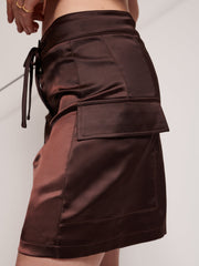 <b>Ghospell</b> Brenner Satin Cargo Skirt