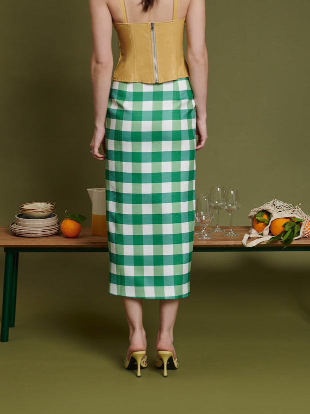 <b>Ghospell</b> Leona Check Midi Skirt