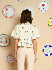 Bouquet Jacquard Bow Top
