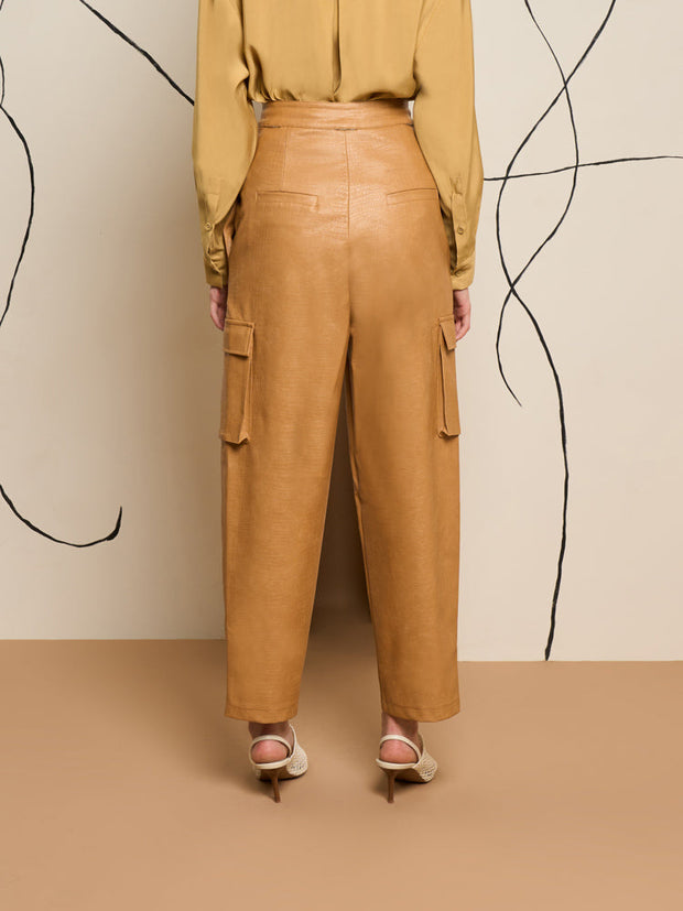 <b>Ghospell</b> Alexa PU Cargo Trousers